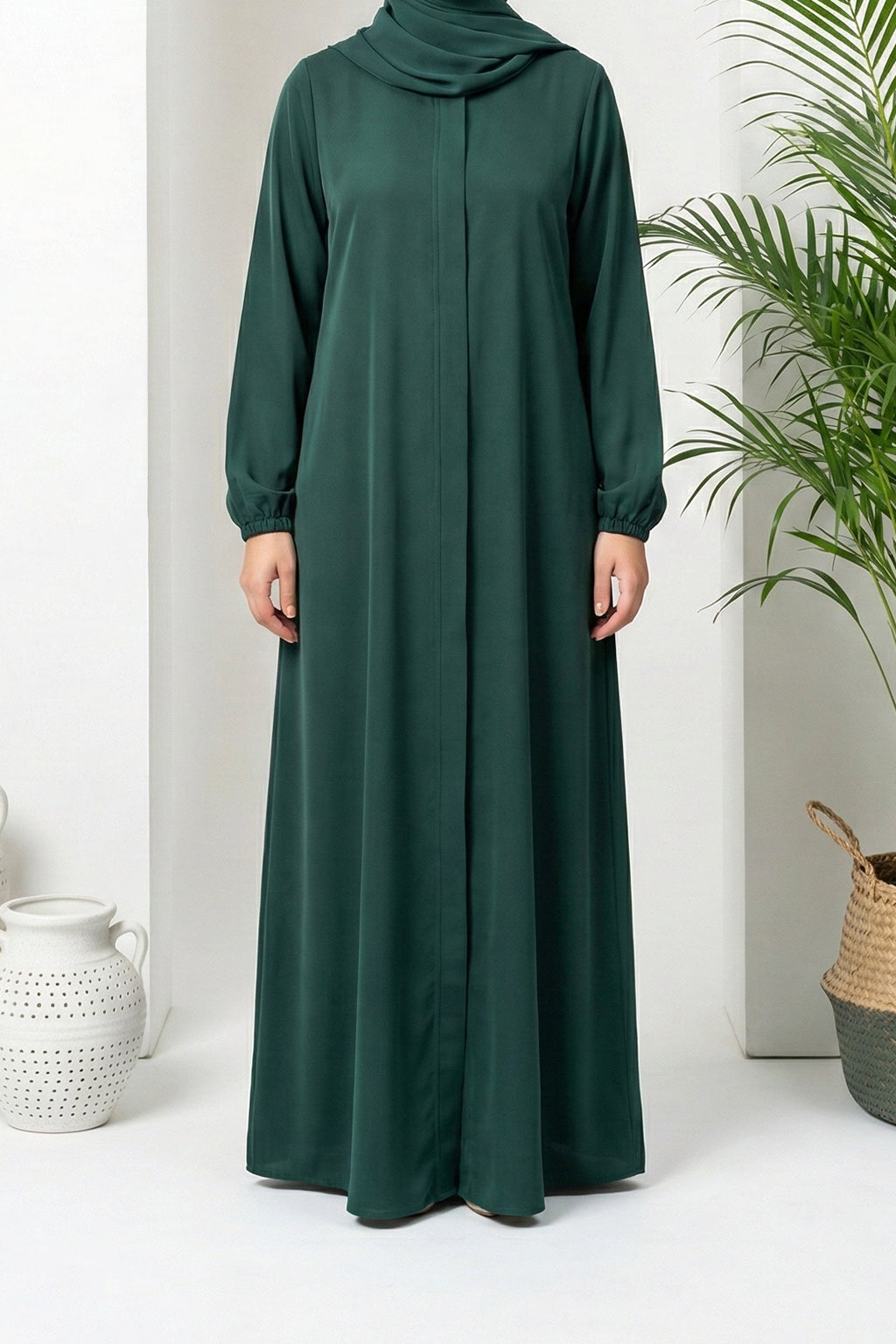 Khawlah Green Zipper Abaya by Al Deebaj