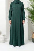 Khawlah Green Zipper Abaya by Al Deebaj