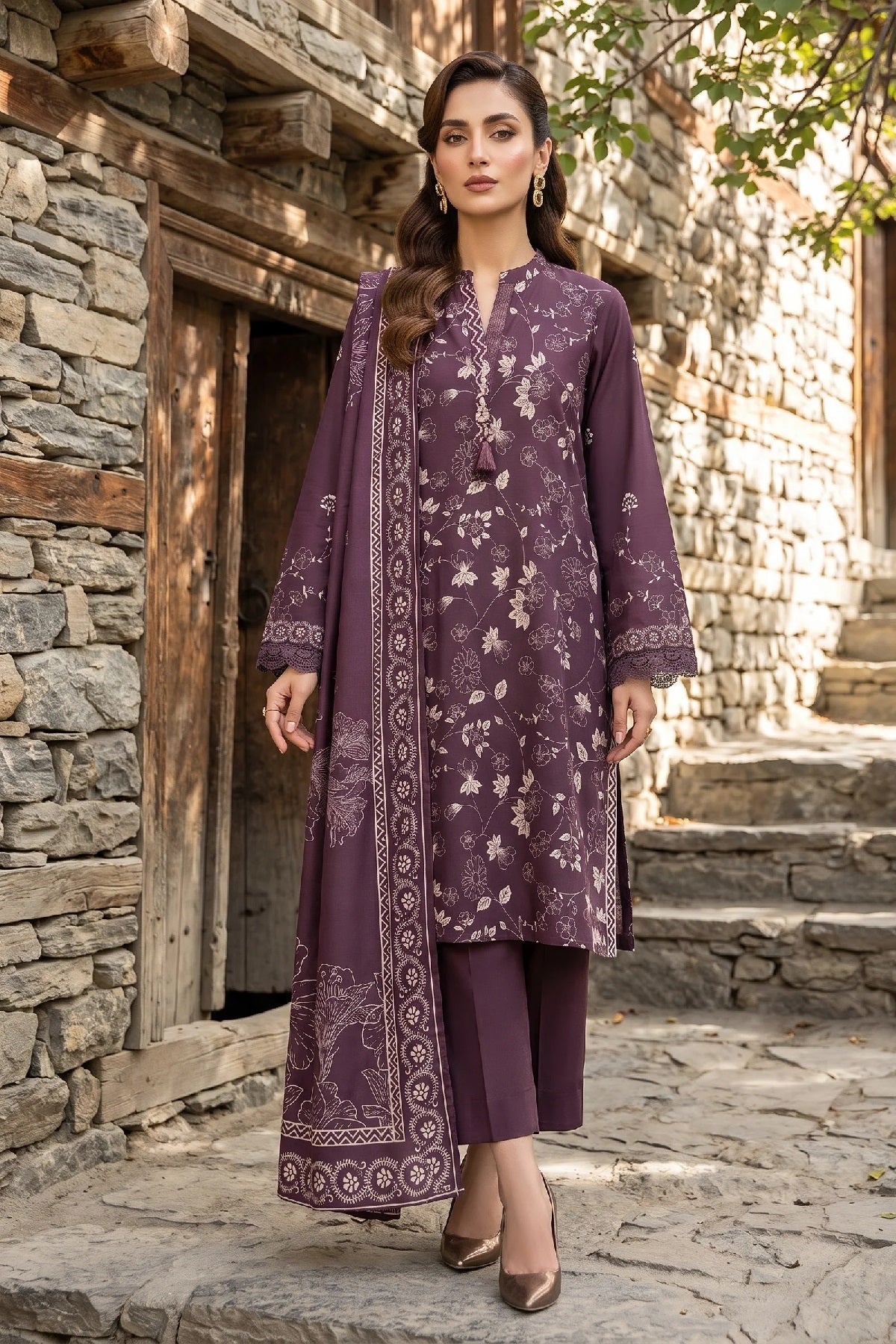 LSM Pashmina Print LG-0163C by Lakhany – Lakhany 3-piece unstitched suit
