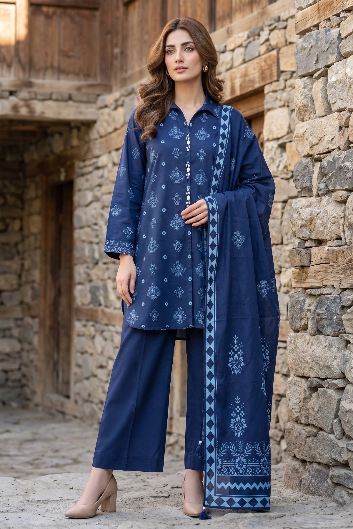 LSM Pashmina Print LG-0164B by Lakhany – Lakhany 3-piece unstitched suit