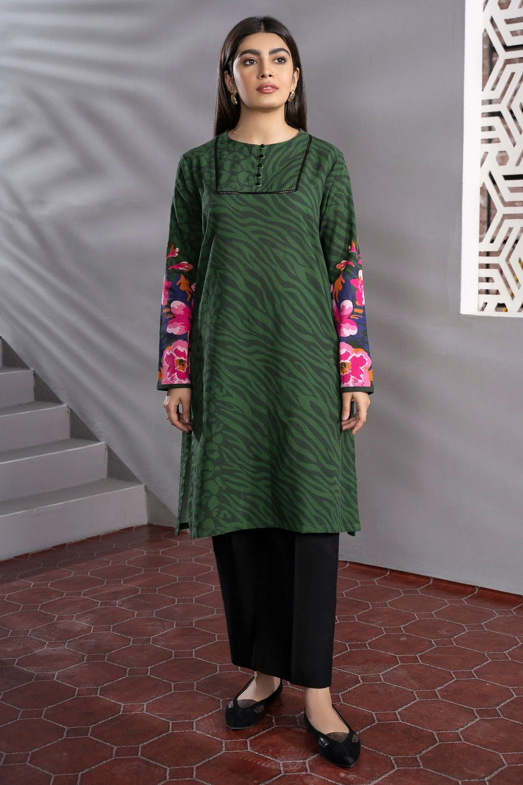 Limelight Winter U2047 Parrot Green Kurti – Limelight unstitched shirt
