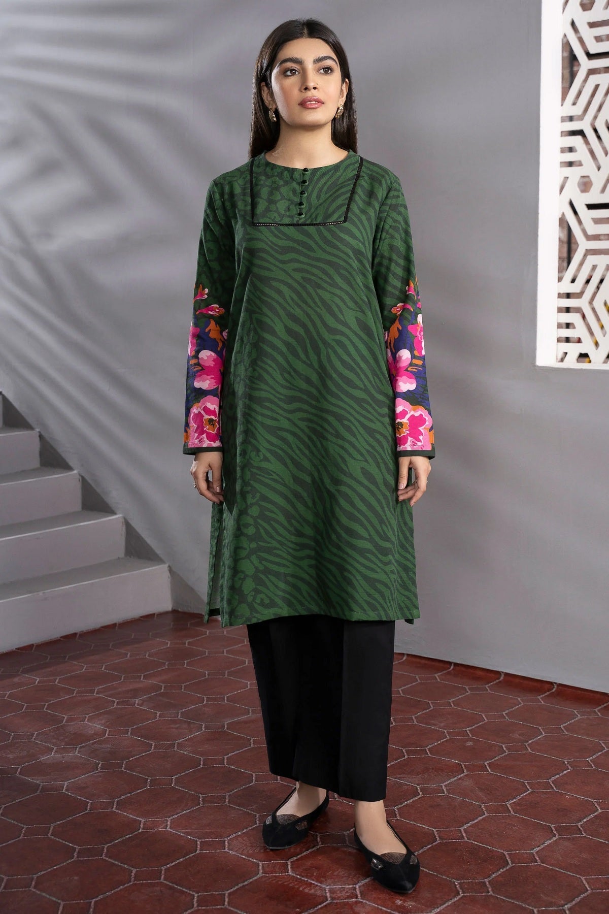 Limelight Winter U2047 Parrot Green Kurti – Limelight unstitched shirt