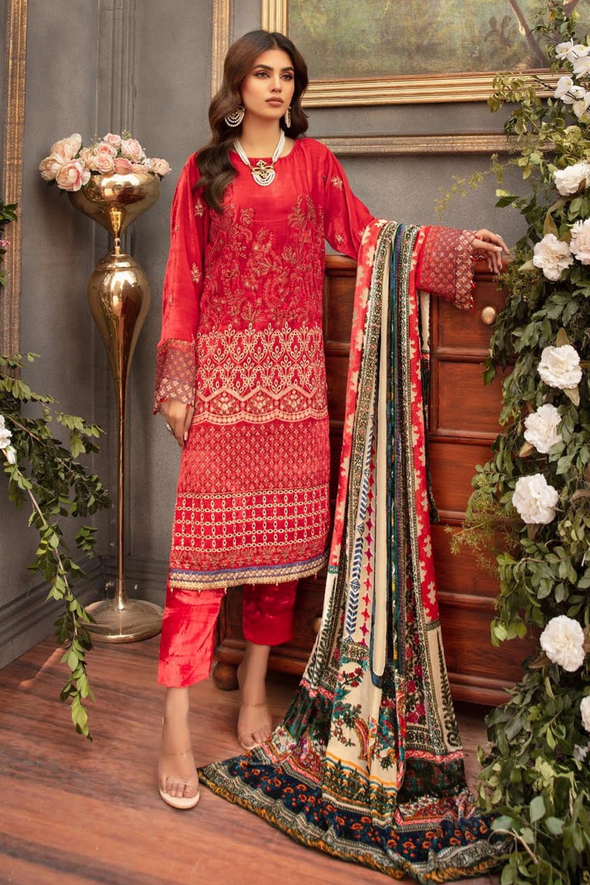 Shaista Kotrai Velvet D-869 – Shaista 3-piece unstitched suit