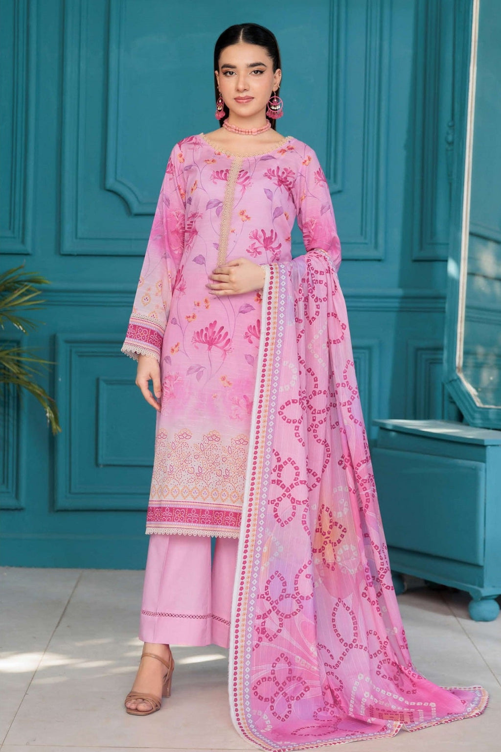 Alif Print Lawn By Eman Arts AL-137 – Eman Arts 3-piece unstitched suit
