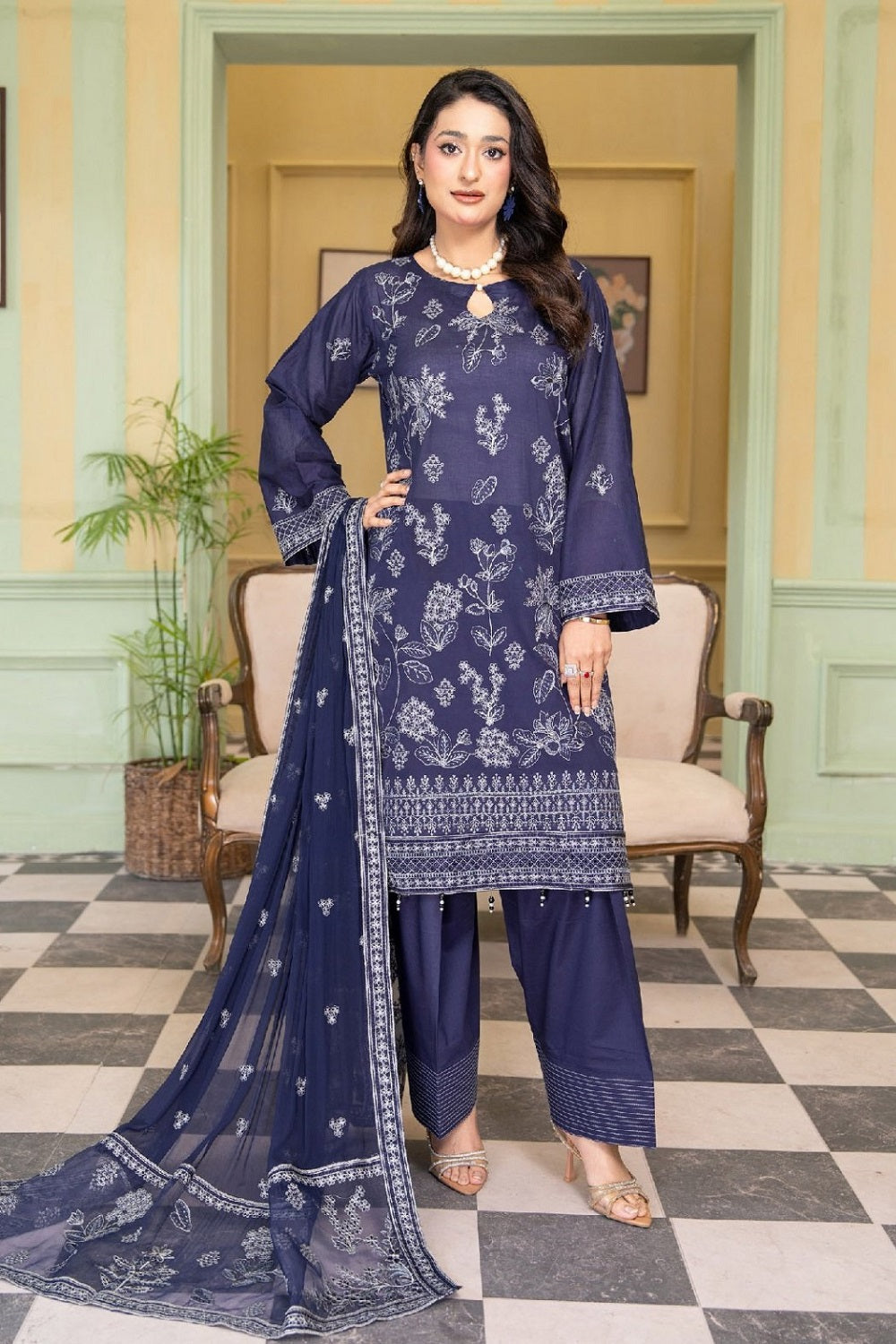 Manizay Zargul Lawn D-01 – Manizay 3-piece unstitched suit