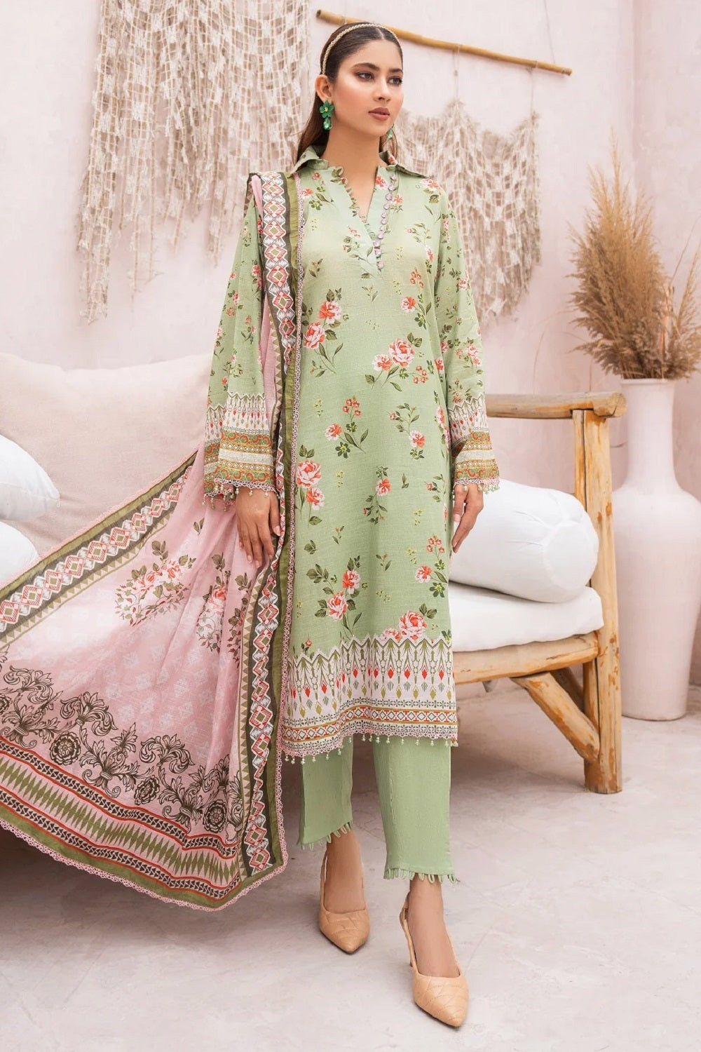 Murashe Salwa Print Lawn D-01 – Murashe 3-piece unstitched suit