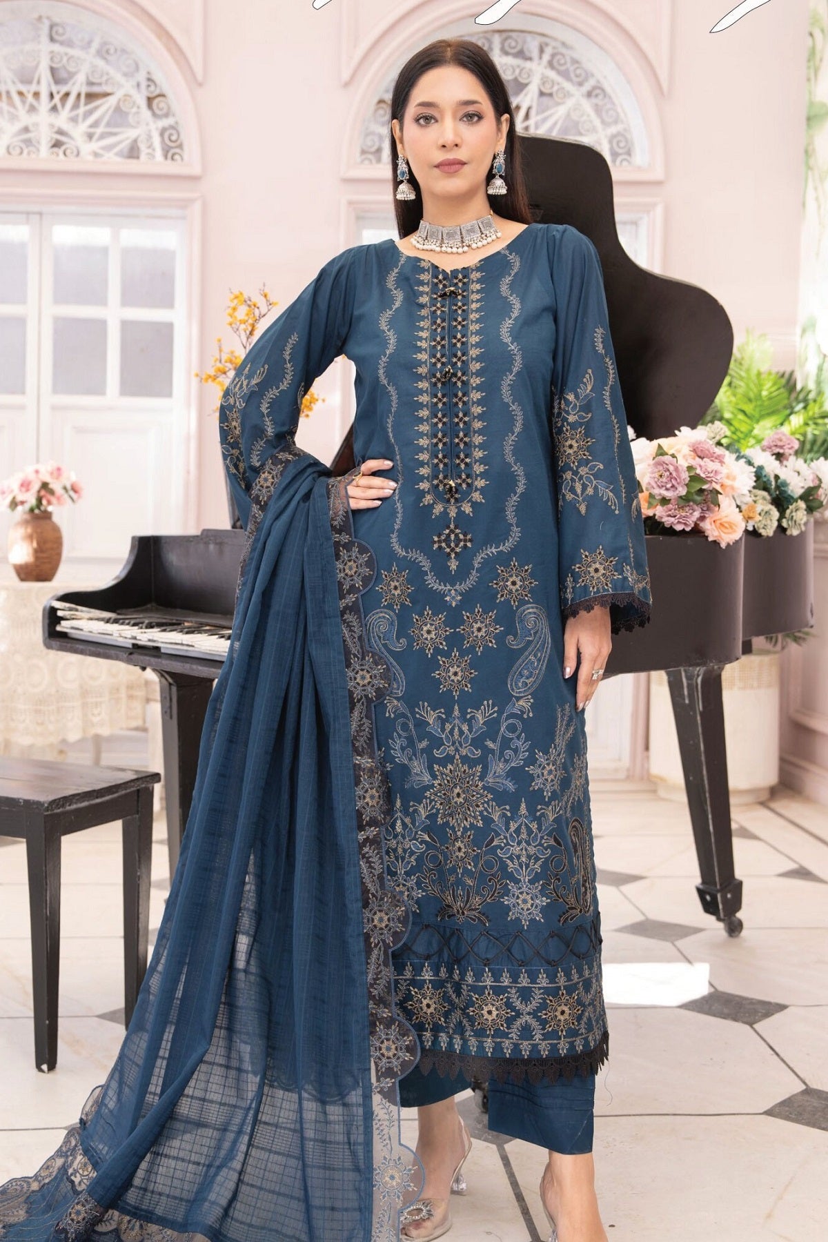 Alif Lawn By Eman Arts AL-165 – Eman Arts 3-piece unstitched suit
