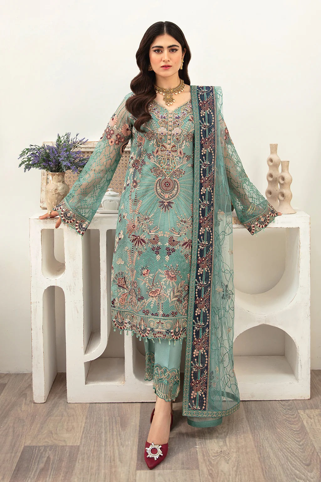 Ramsha Minhal Formal Wear M-1001 – Ramsha 3-piece unstitched suit