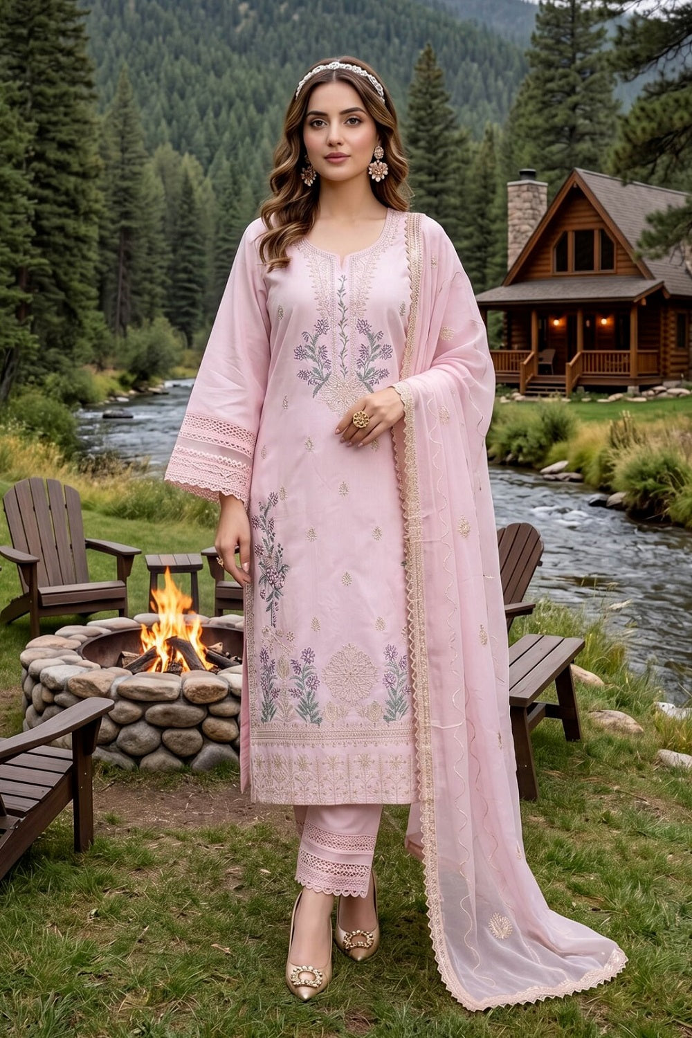 Anarkali Viscose By Bin Rashid D-01 – Bin Rashid 3-piece unstitched suit