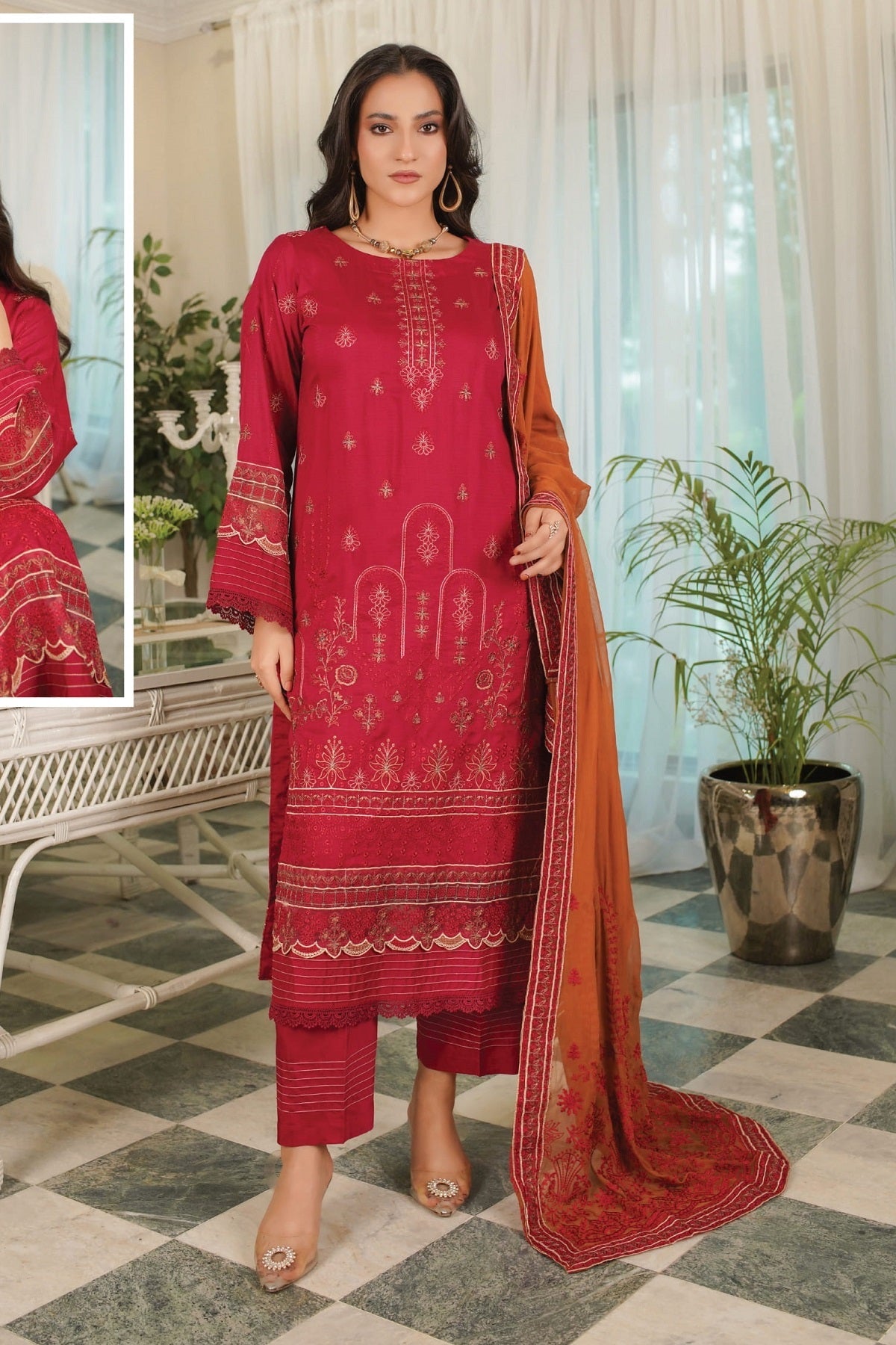 Manizay Sunehra Rang Viscose D-01 – Manizay 3-piece unstitched suit