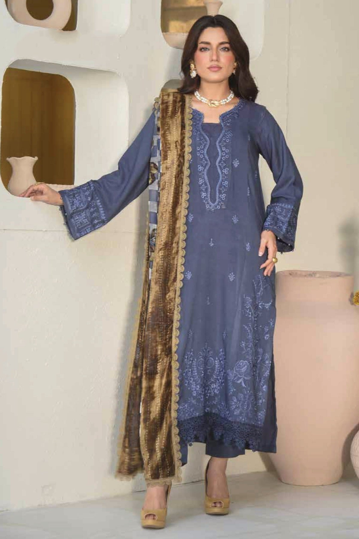 Dastaan Leather Peach By Riaz Arts DS-11 – Riaz Arts 3-piece unstitched suit