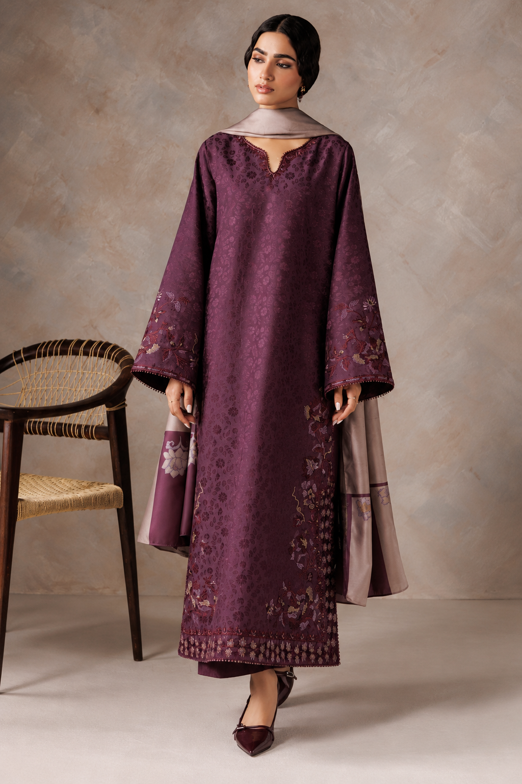 Iznik Viscose Jacquard UE-740 – Iznik 3-piece unstitched suit