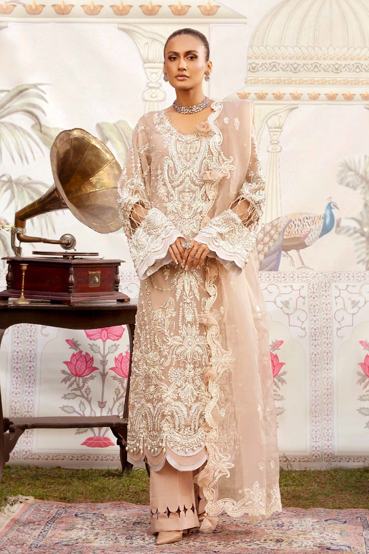 Kara Kamdani Formal Wear KRCN-2502 (Soft Taupe) by Kara Luxe – Kara Luxe 3-piece unstitched suit