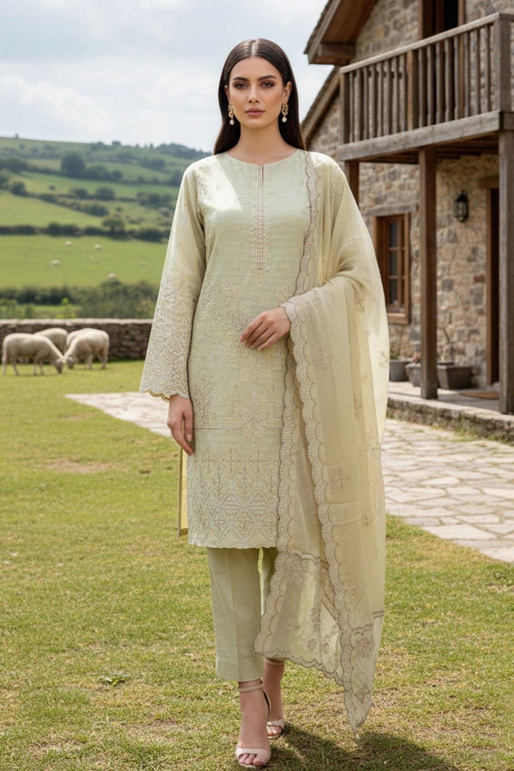 Zarnish Lawn By Bin Rashid D-02 – Bin Rashid 3-piece unstitched suit