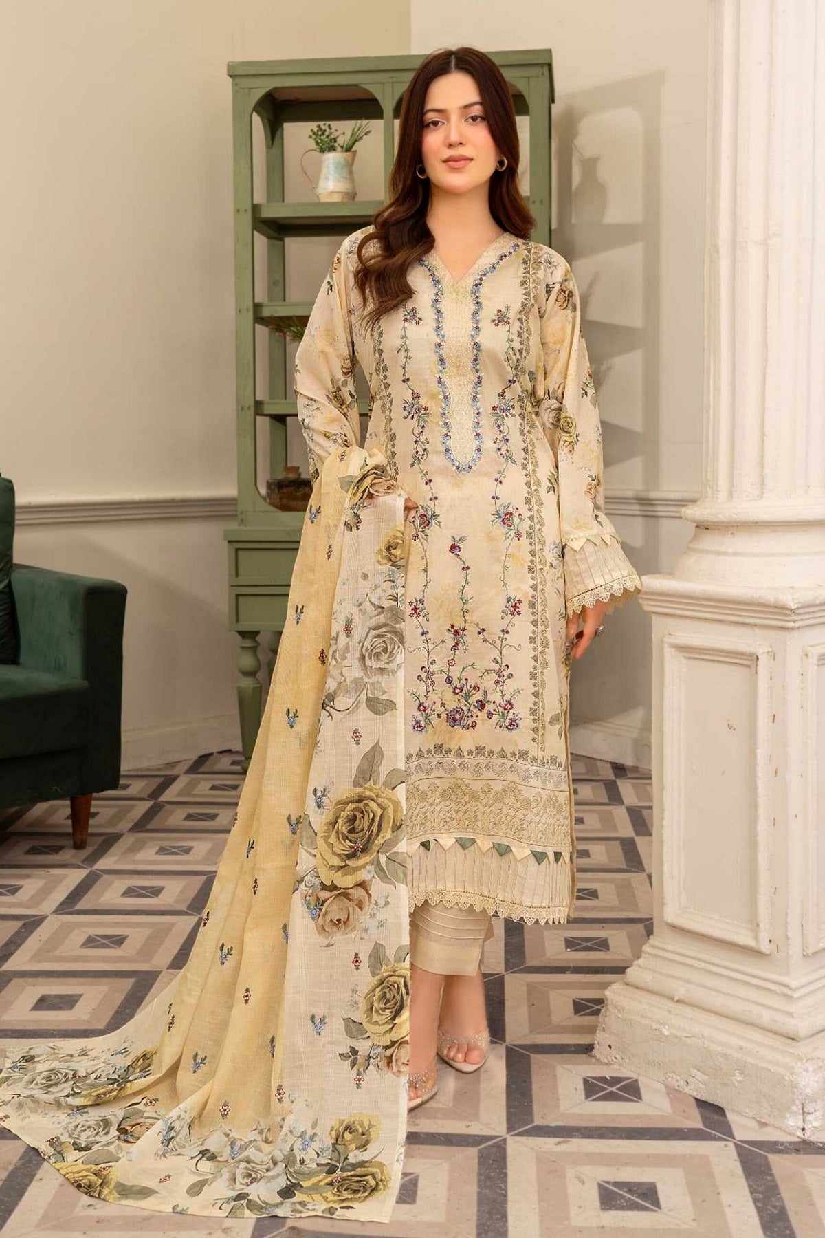 Abisha Culture Lawn D-02 by Abisha Fabrics – Abisha Fabrics 3-piece unstitched suit