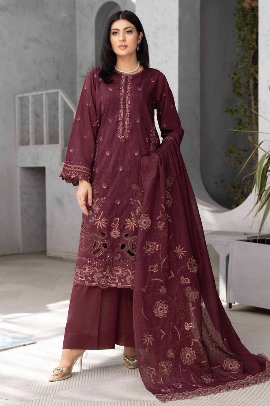 Alif Lawn By Eman Arts AL-124 – Eman Arts 3-piece unstitched suit