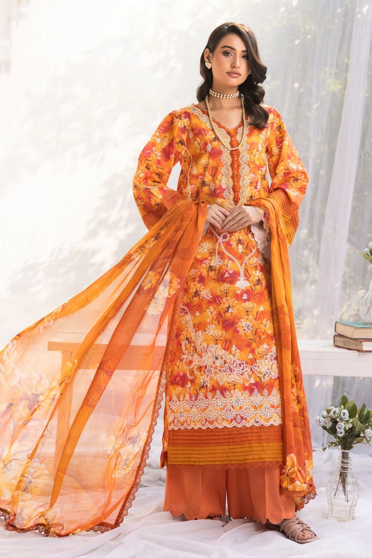 Sanam Saeed Slub Lawn D-02 by Puri Fabrics – Puri Fabrics 3-piece unstitched suit