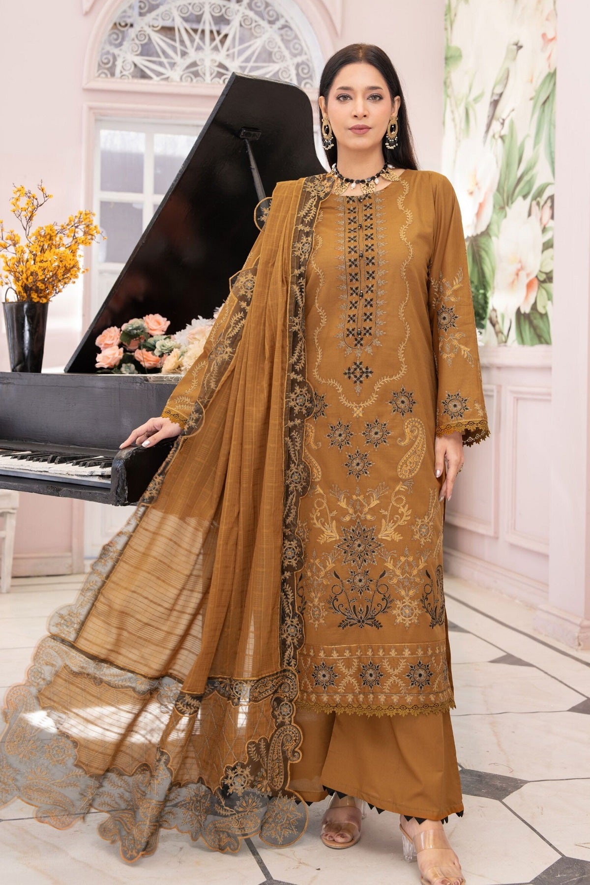 Alif Lawn By Eman Arts AL-166 – Eman Arts 3-piece unstitched suit