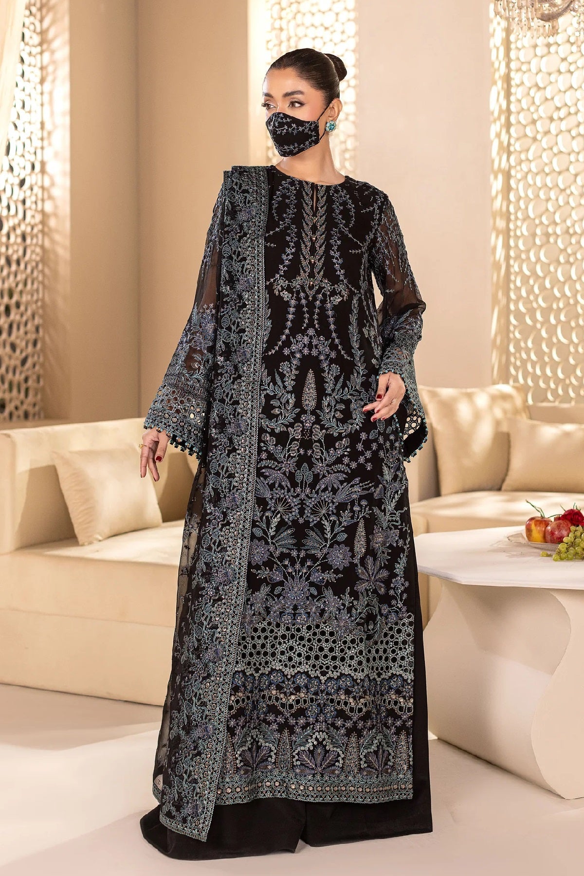 Flossie Executive Dastaan Chiffon DA-02 – Flossie 3-piece unstitched suit