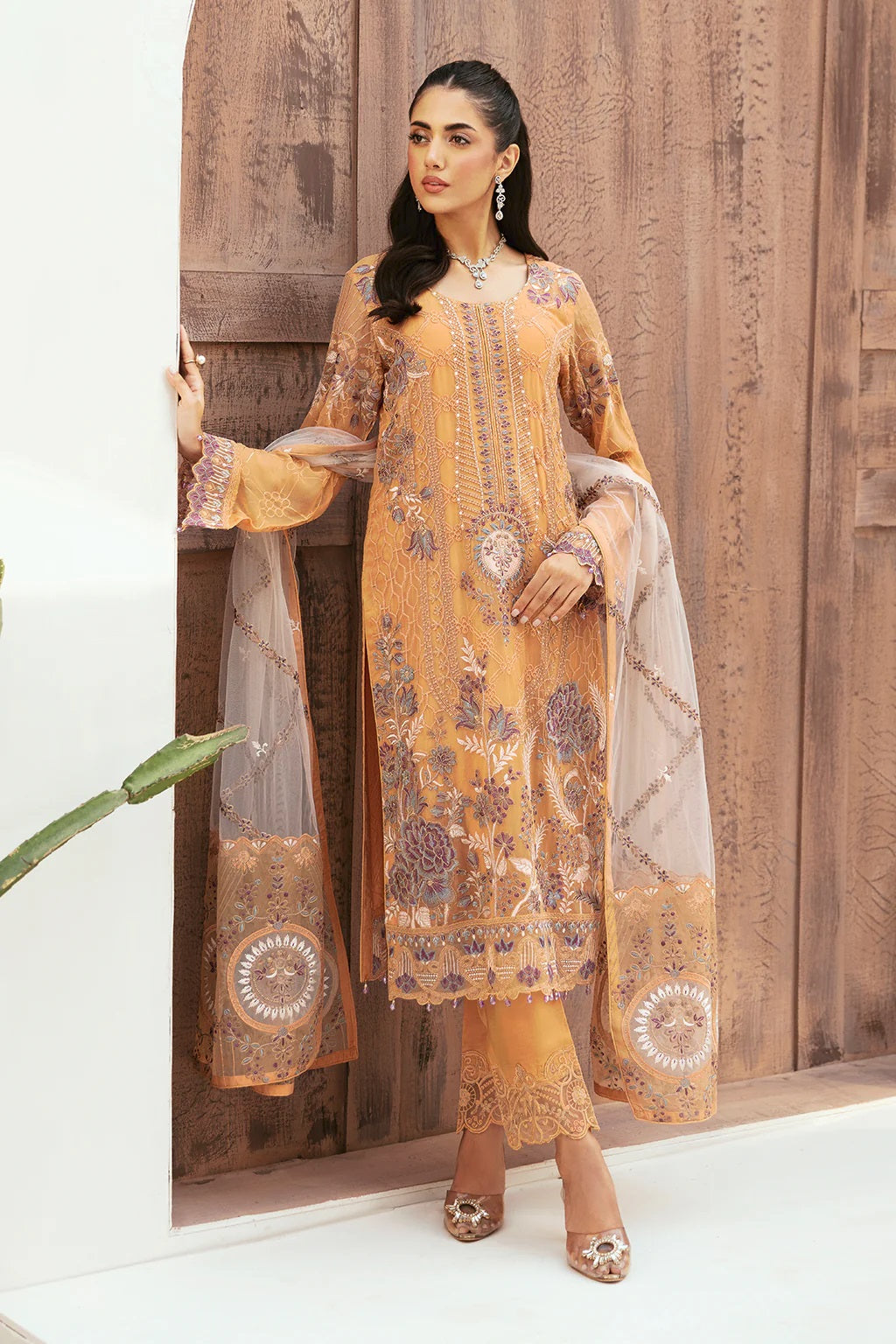 Ramsha Chiffon F-2603 – Ramsha 3-piece unstitched suit
