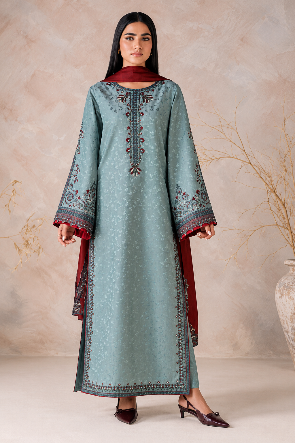 Iznik Viscose Jacquard UE-741 – Iznik 3-piece unstitched suit