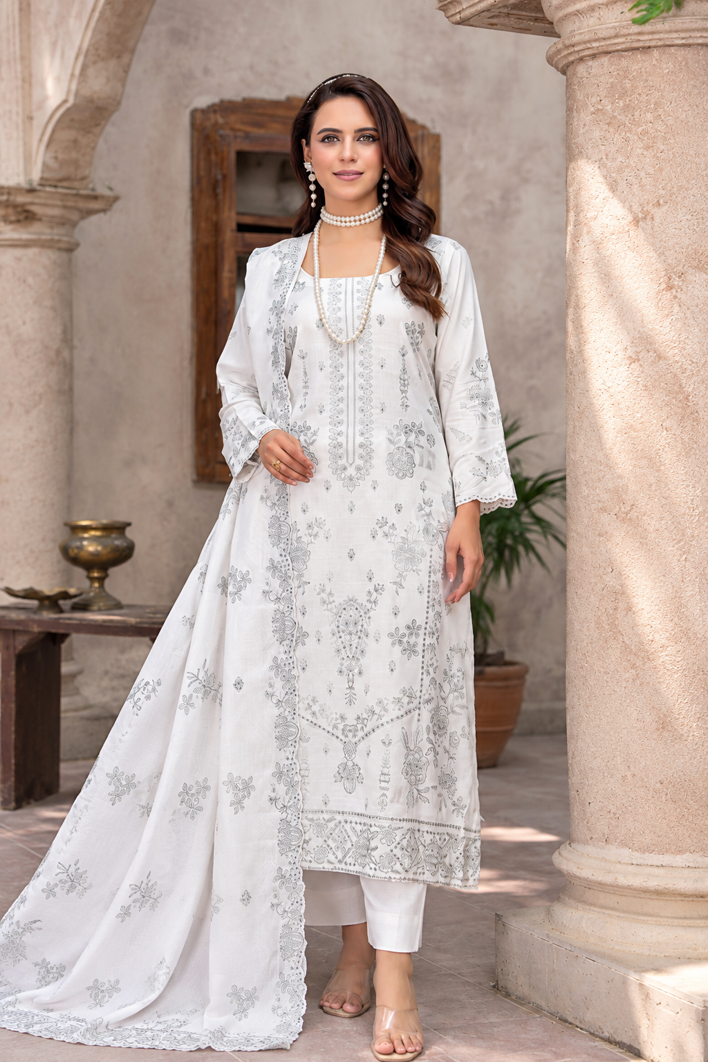 Mehfil Leather Peach By Bin Rashid D-03 – Bin Rashid 3-piece unstitched suit