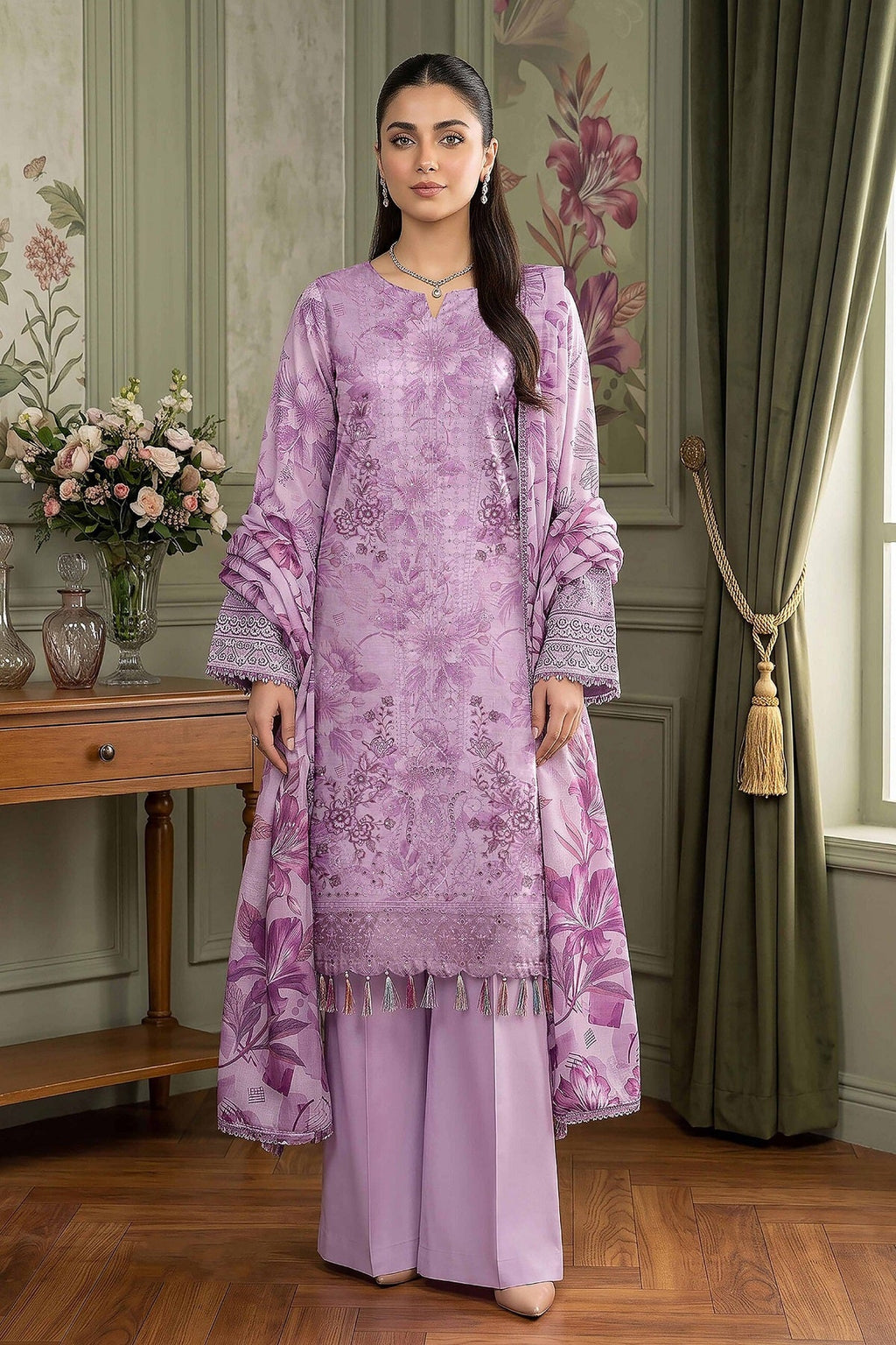 Aalaya Rock Capri Linen D-03 – Aalaya 3-piece unstitched suit
