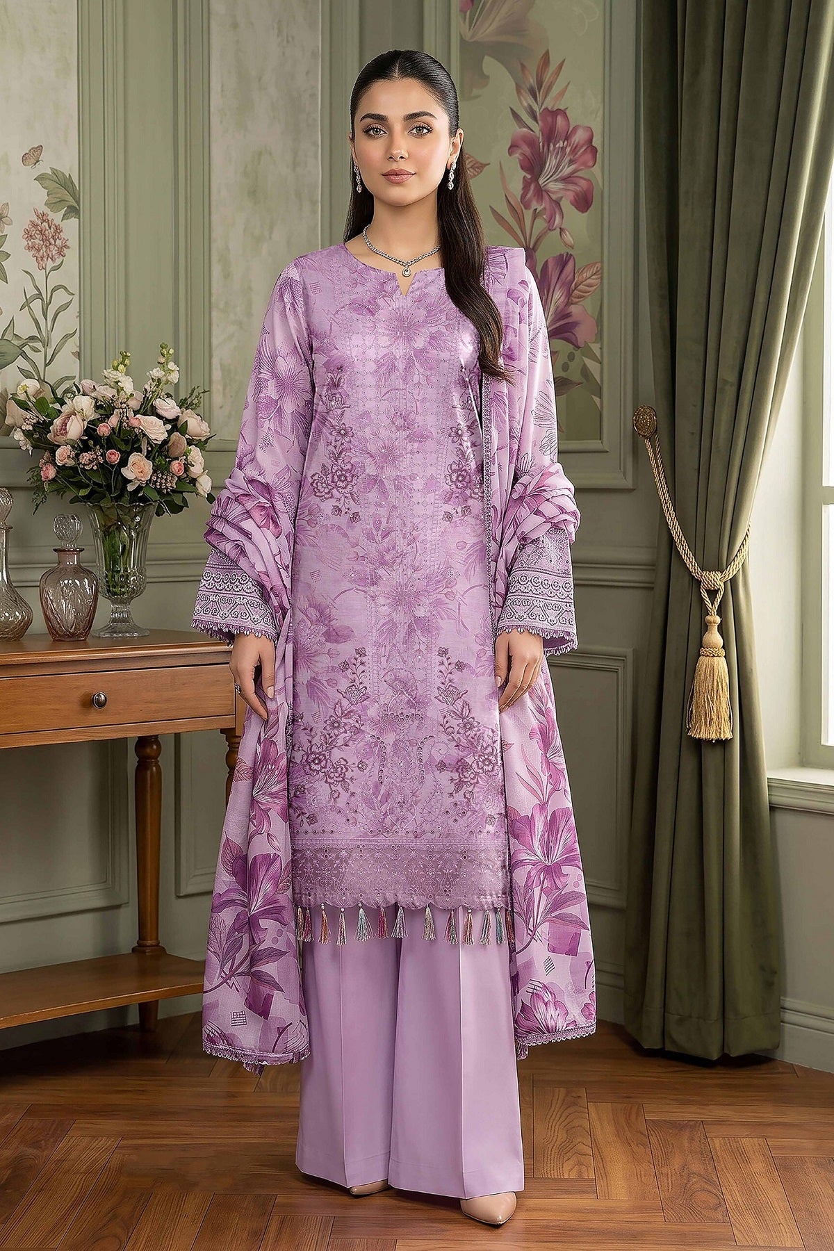 Aalaya Rock Capri Linen D-03 – Aalaya 3-piece unstitched suit