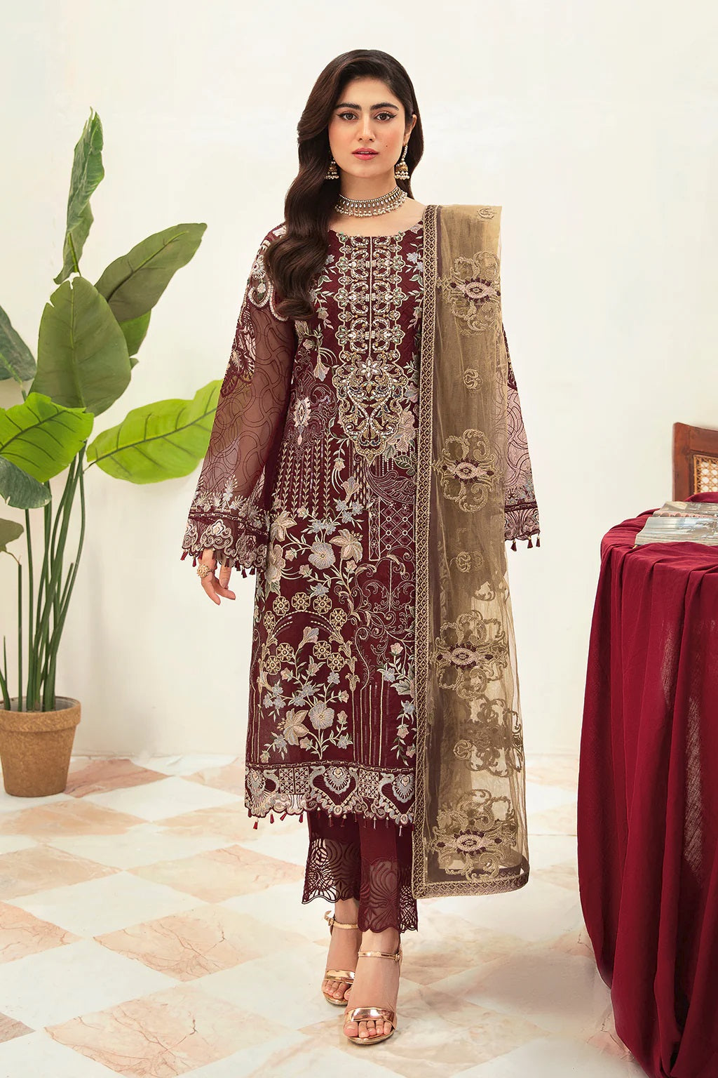 Ramsha Minhal Formal Wear M-1003 – Ramsha 3-piece unstitched suit
