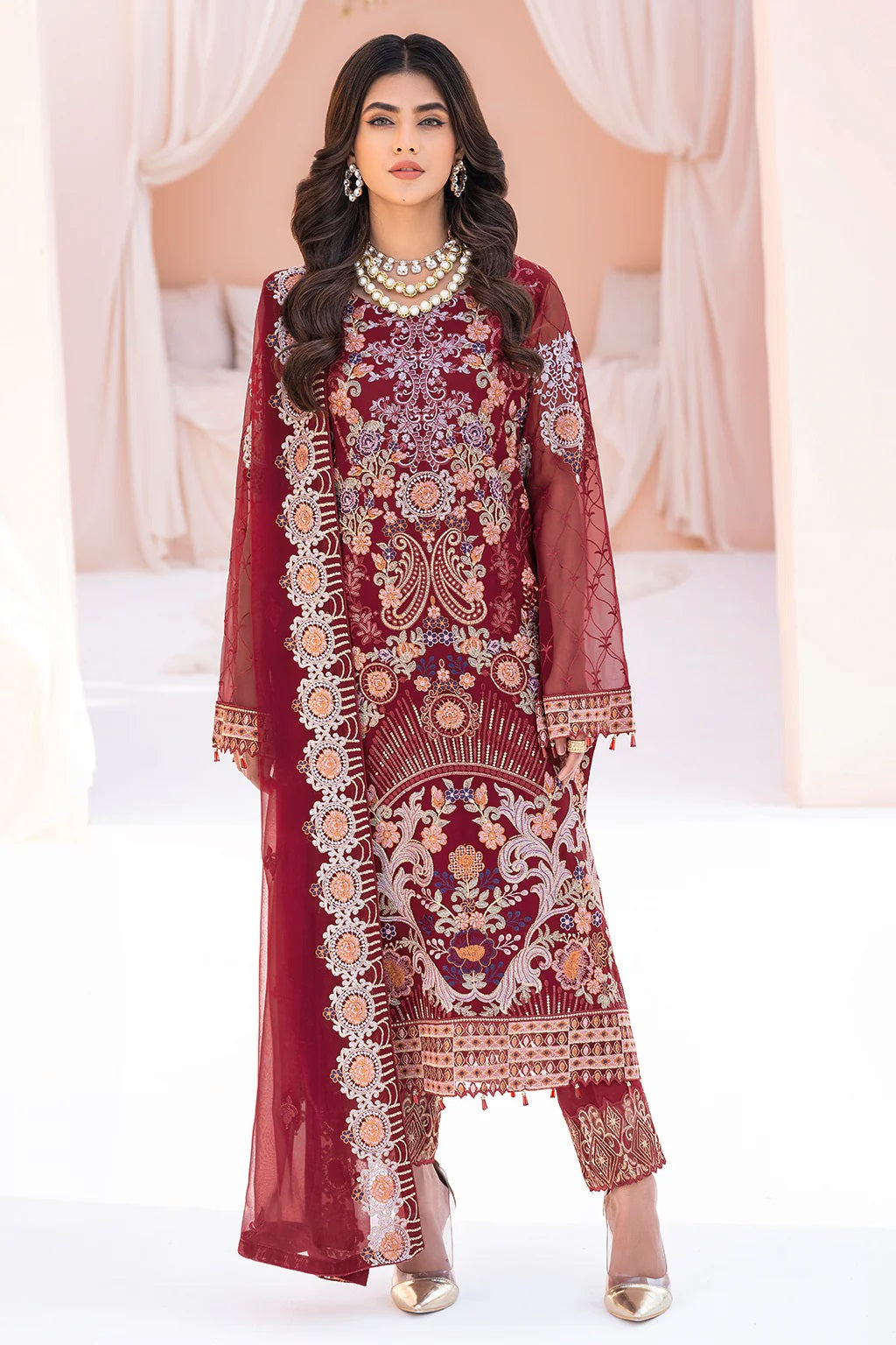 Ramsha Chevron Chiffon A-609 – Ramsha 3-piece unstitched suit