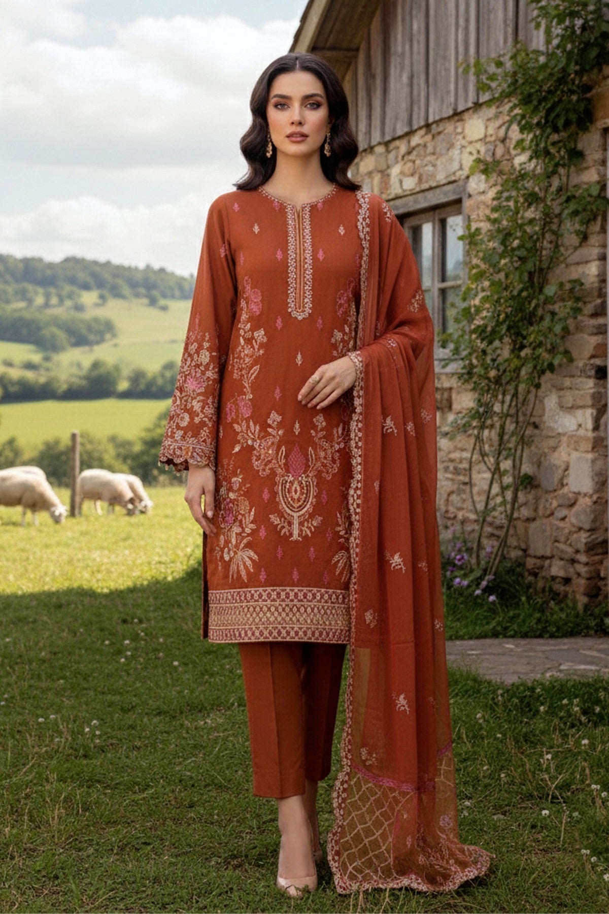 Zarnish Lawn By Bin Rashid D-03 – Bin Rashid 3-piece unstitched suit