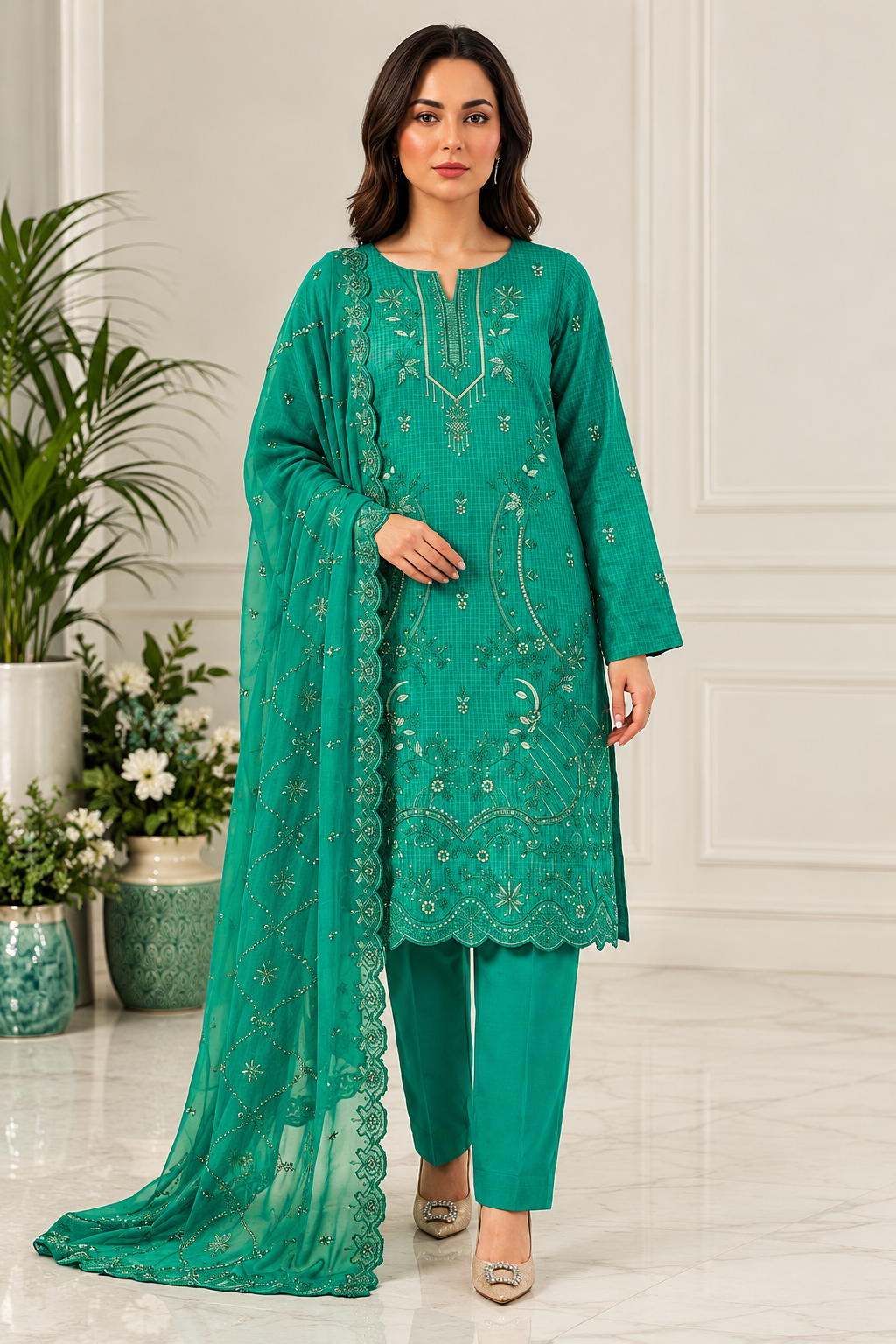 Fatima Roshni Viscose D-03 – Fatima 3-piece unstitched suit