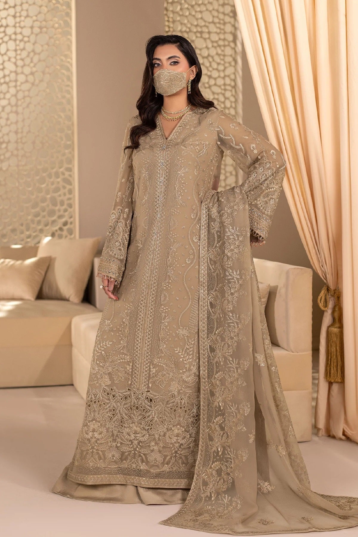 Flossie Executive Dastaan Chiffon DA-03 – Flossie 3-piece unstitched suit