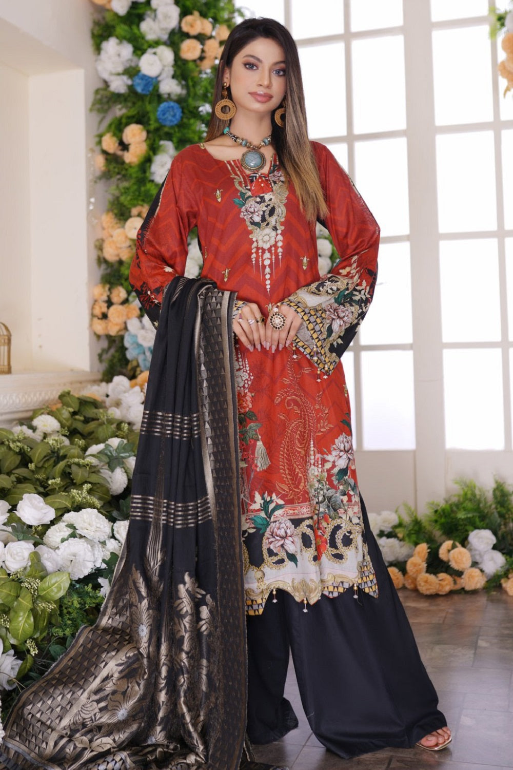 Firdous Barosha Lawn FL-04 – Firdous 3-piece unstitched suit