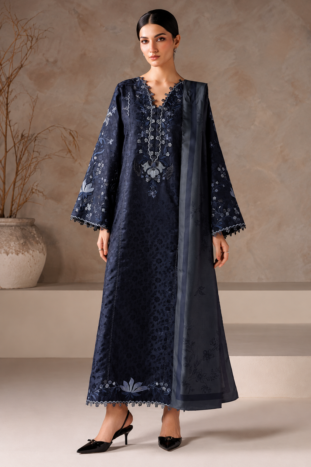 Iznik Viscose Jacquard UE-742 – Iznik 3-piece unstitched suit