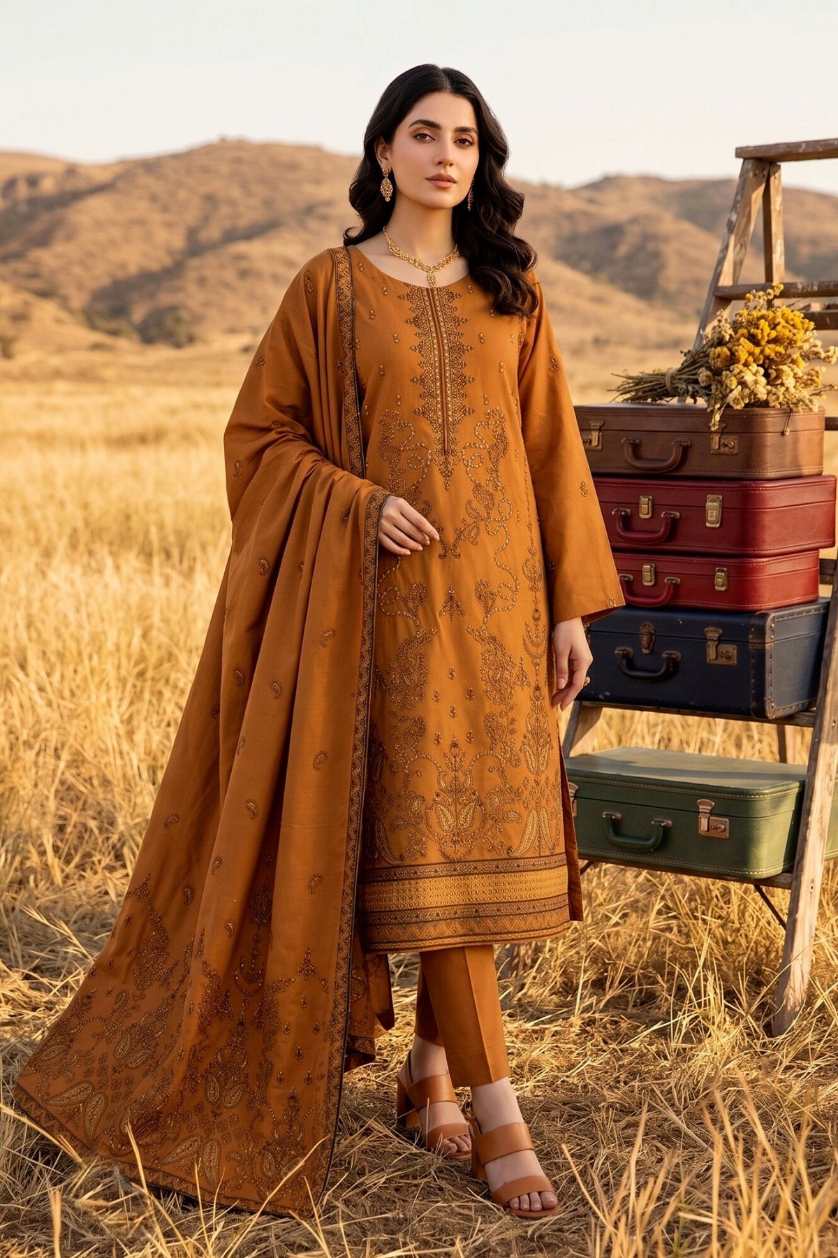 Sephora Dhanak By Bin Rashid D-04 – Bin Rashid 3-piece unstitched suit