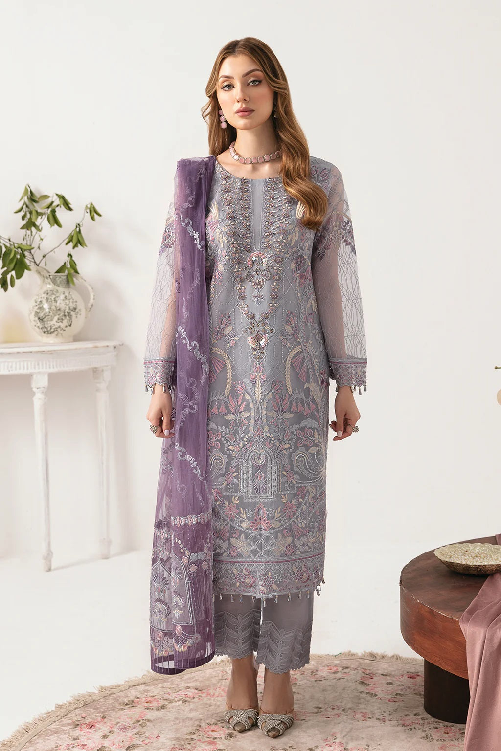 Ramsha Minhal Formal Wear M-1104 – Ramsha 3-piece unstitched suit