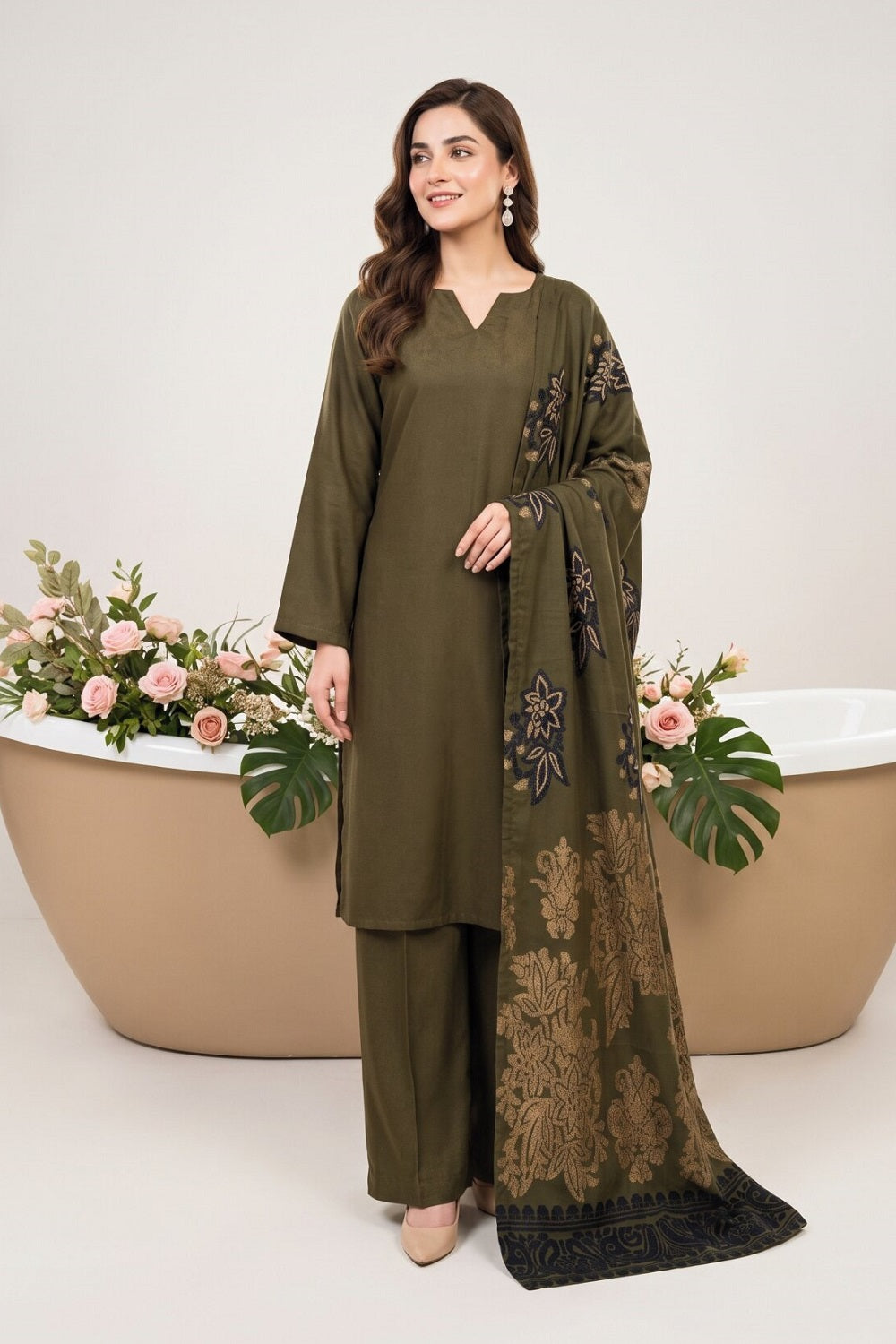 Tawakkal Julian Leather Peach D-5904 – Tawakkal 3-piece unstitched suit