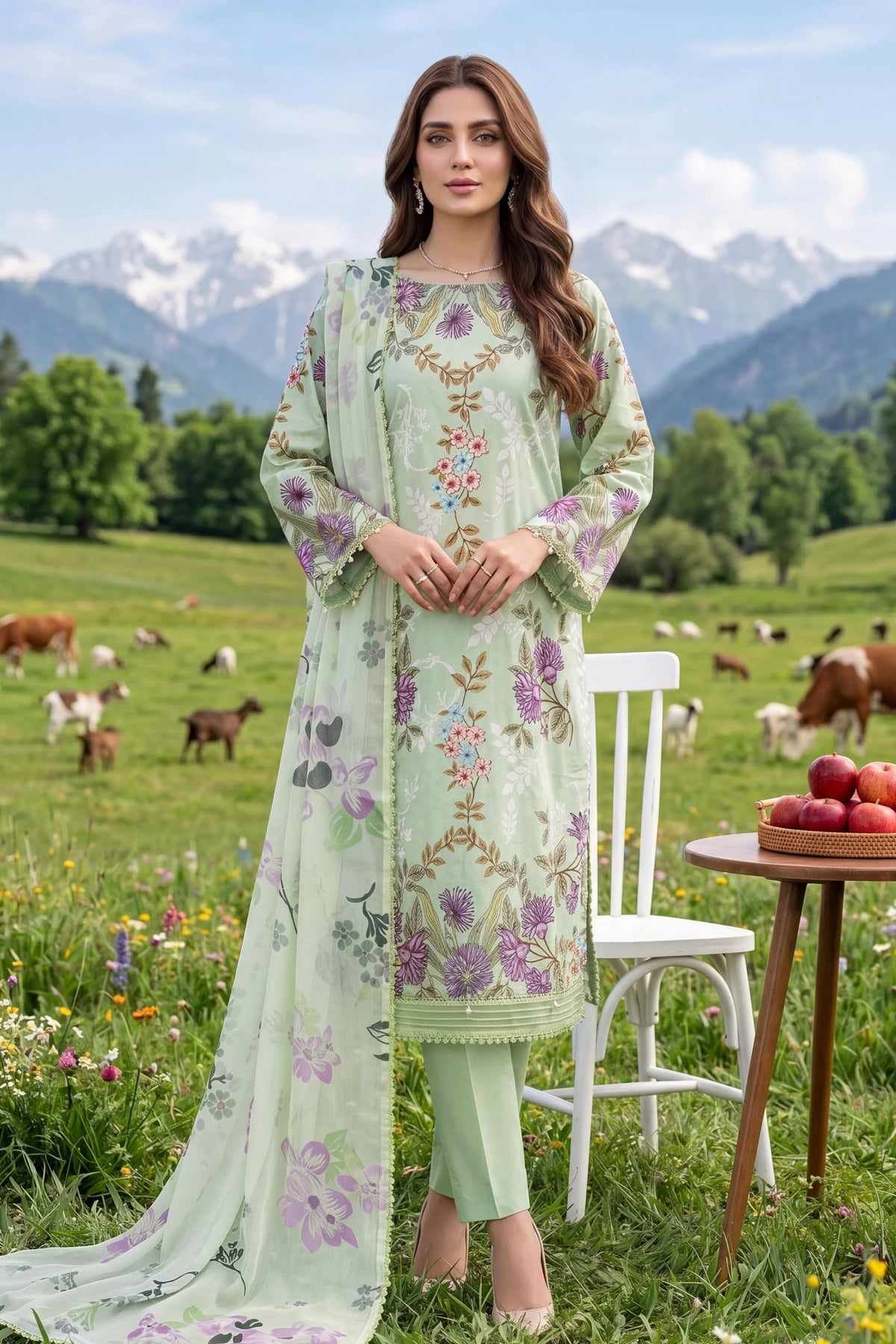 Al Zohaib Colors Print Lawn CDC-04 – Al Zohaib 3-piece unstitched suit