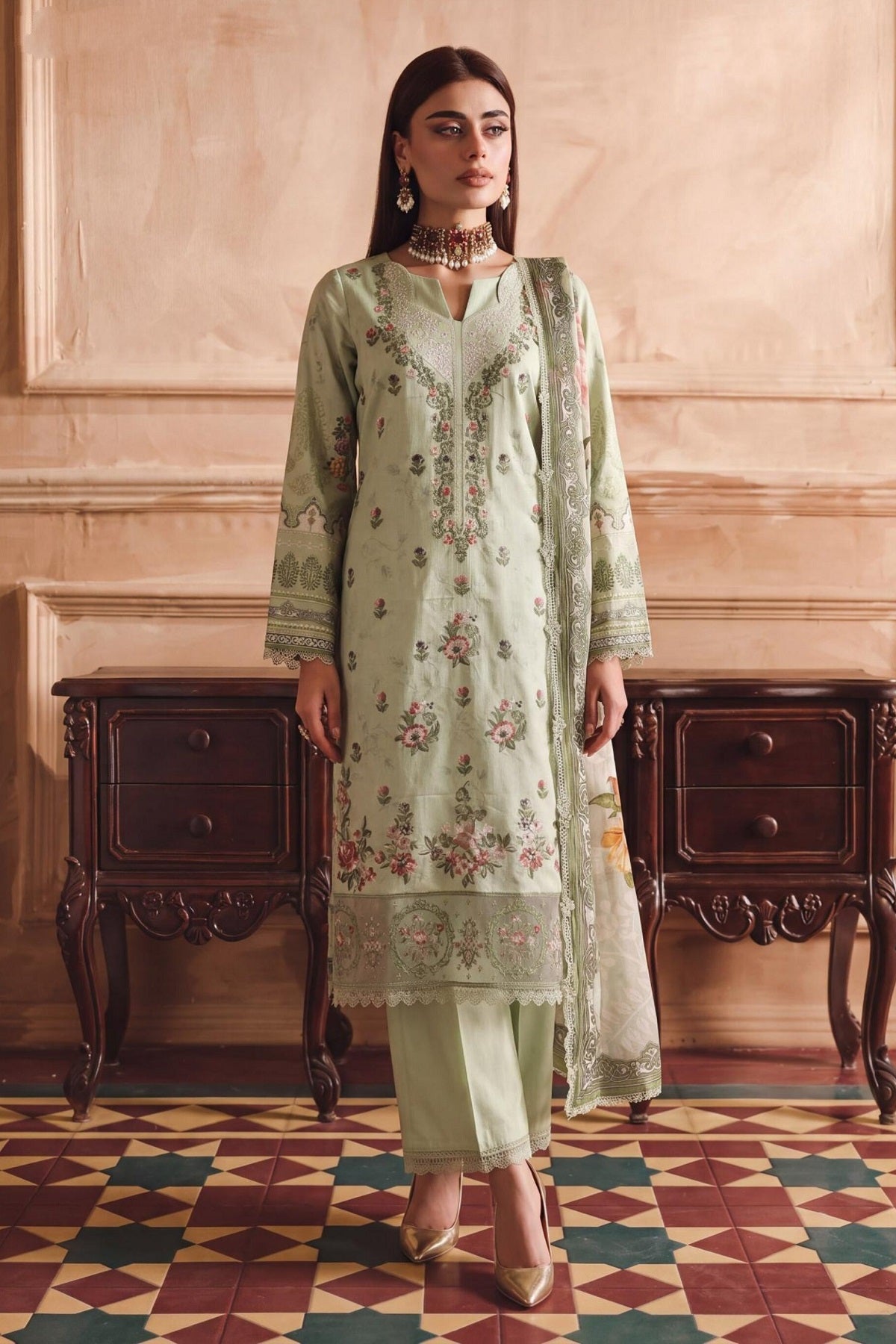 Rangoon Viscose By Azam Arts D-2447 – Azam Arts 3-piece unstitched suit