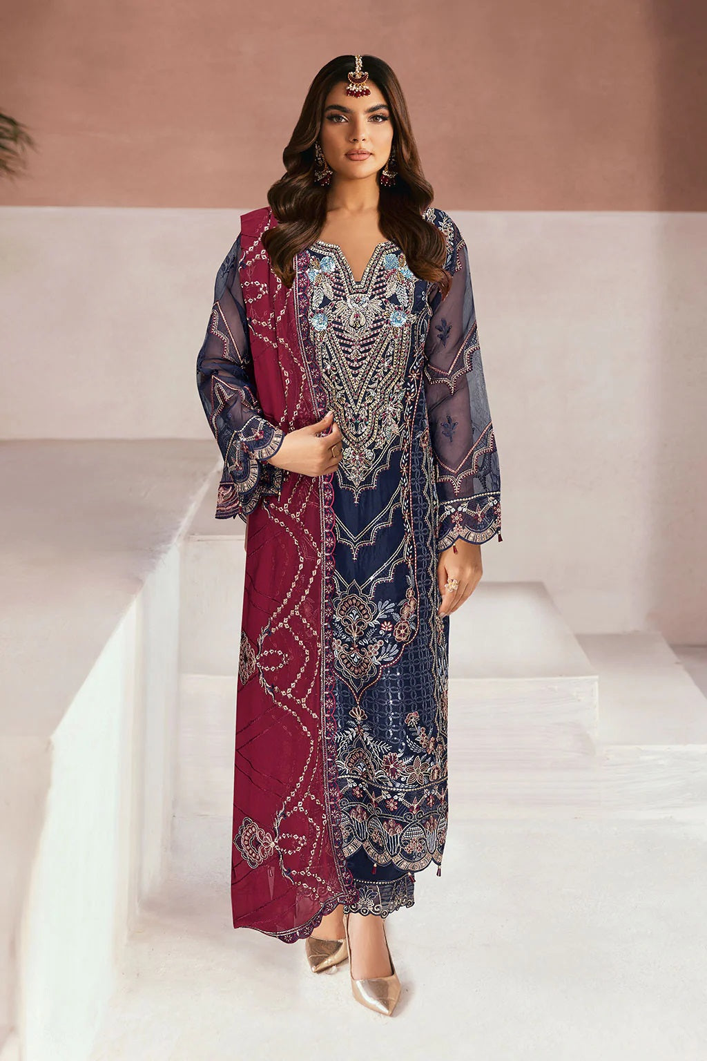 Ramsha Minhal Formal Wear M-1304 – Ramsha 3-piece unstitched suit