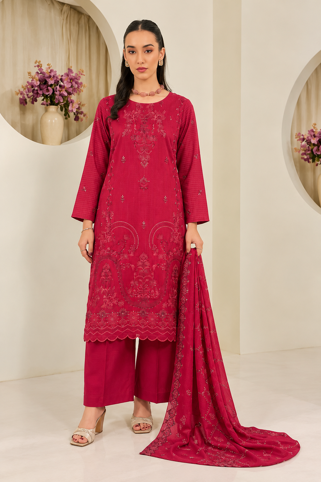 Fatima Roshni Viscose D-04 – Fatima 3-piece unstitched suit