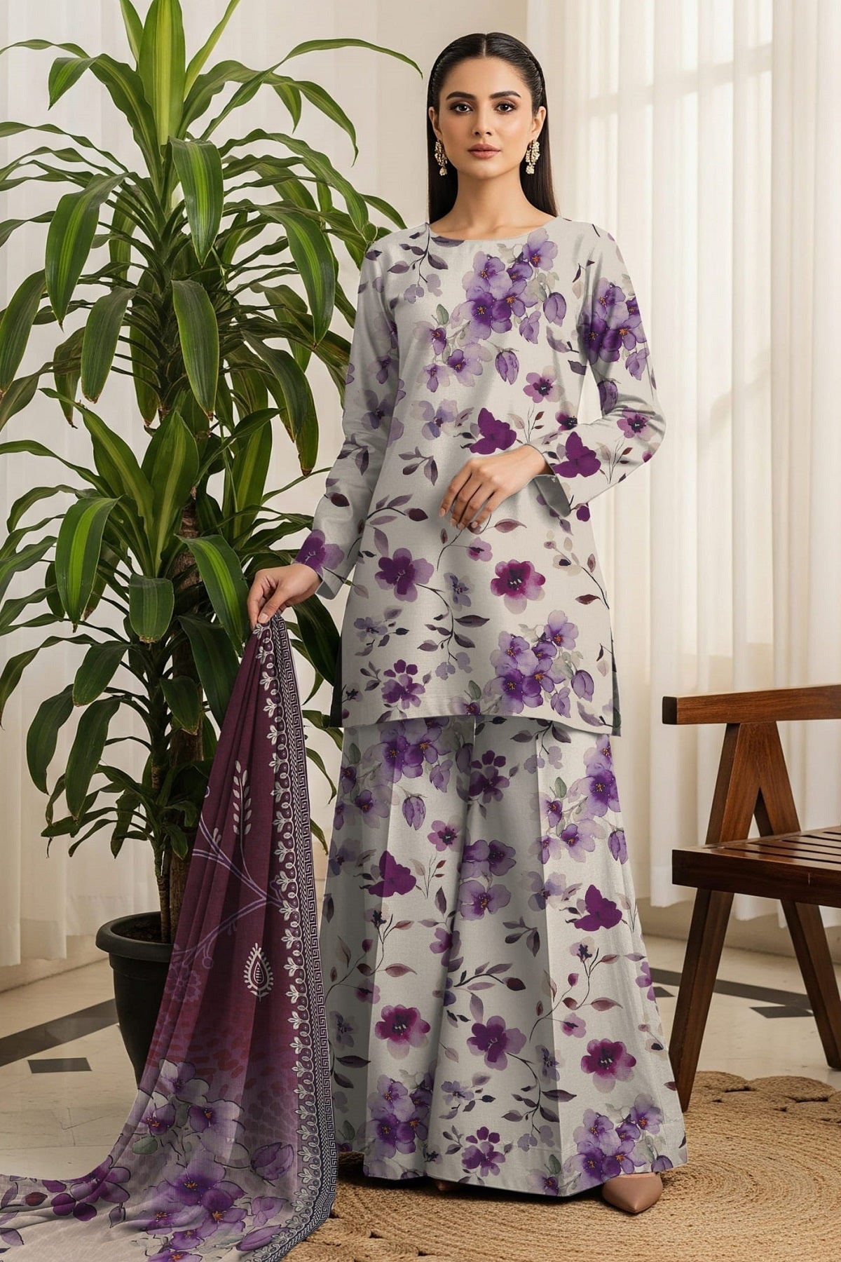 Palwasha Pehnawa Viscose D-04 – Palwasha 3-piece unstitched suit
