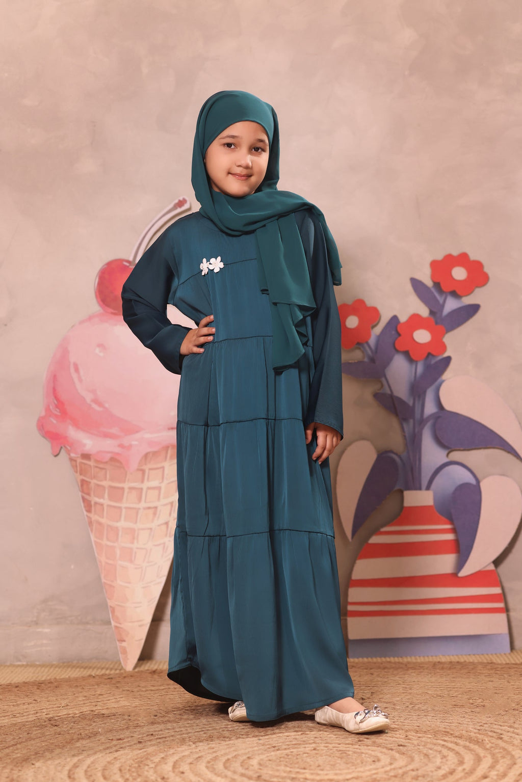 Aizal Teal Abaya by Al Deebaj, photo 3
