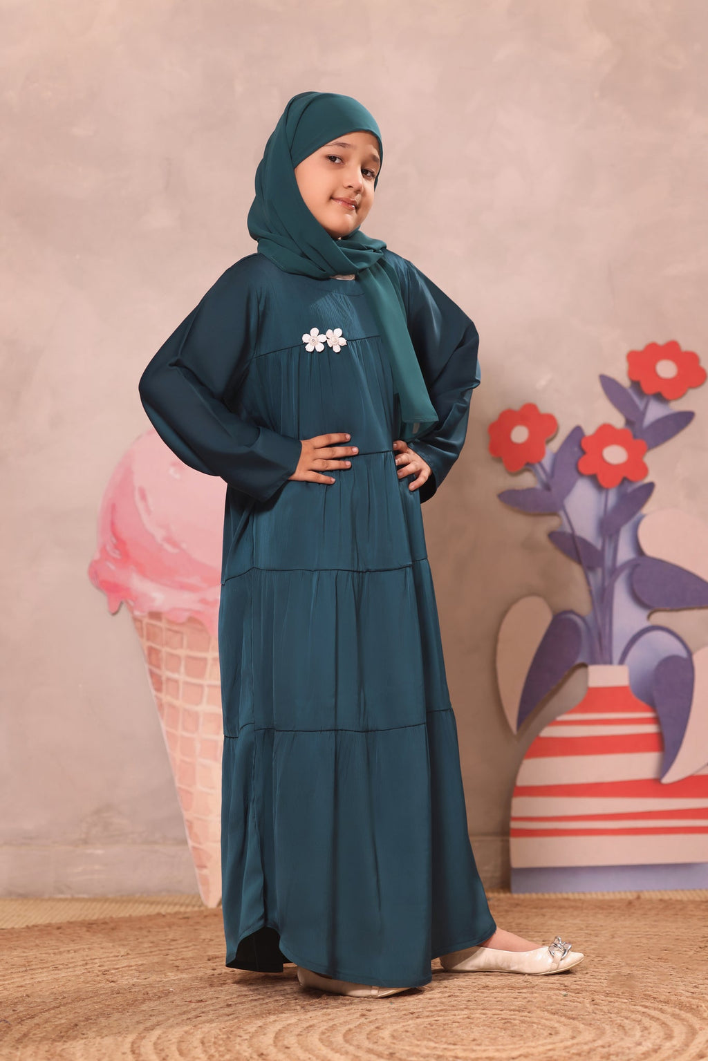 Aizal Teal Abaya by Al Deebaj, photo 4