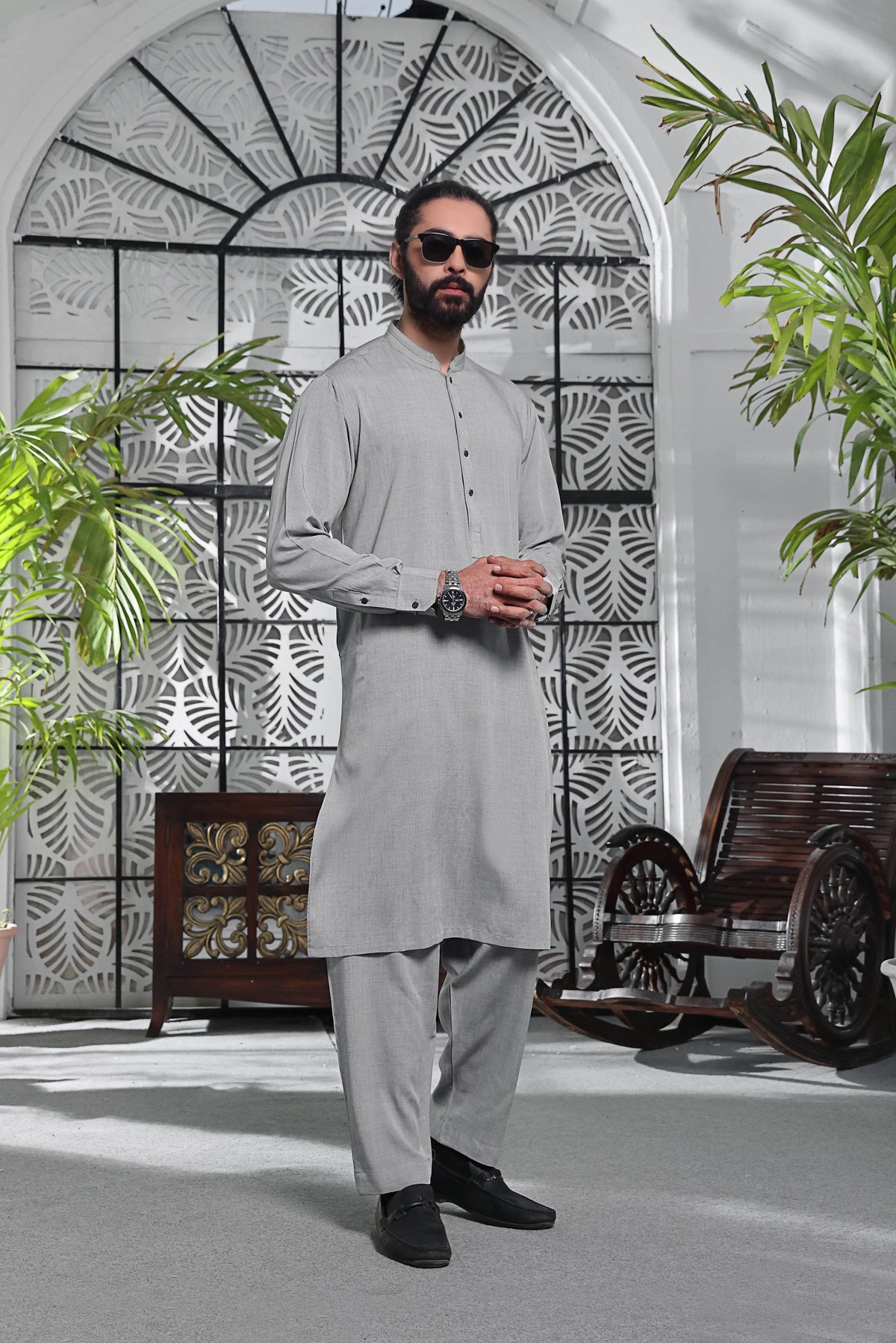 Light Grey Kurta Pajama by Al Deebaj
