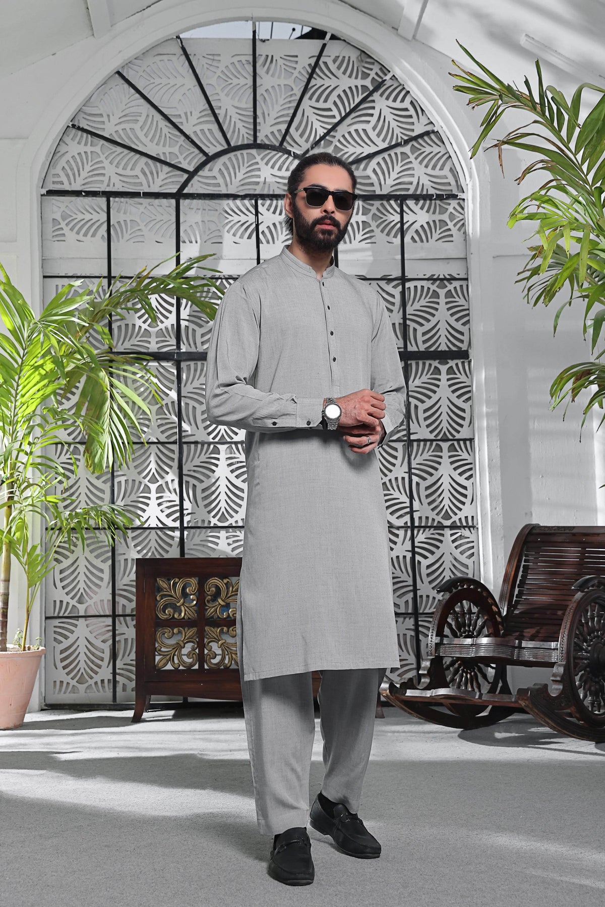 Light Grey Kurta Pajama by Al Deebaj, photo 5