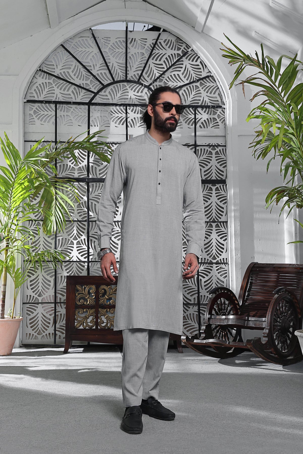 Light Grey Kurta Pajama by Al Deebaj, photo 4