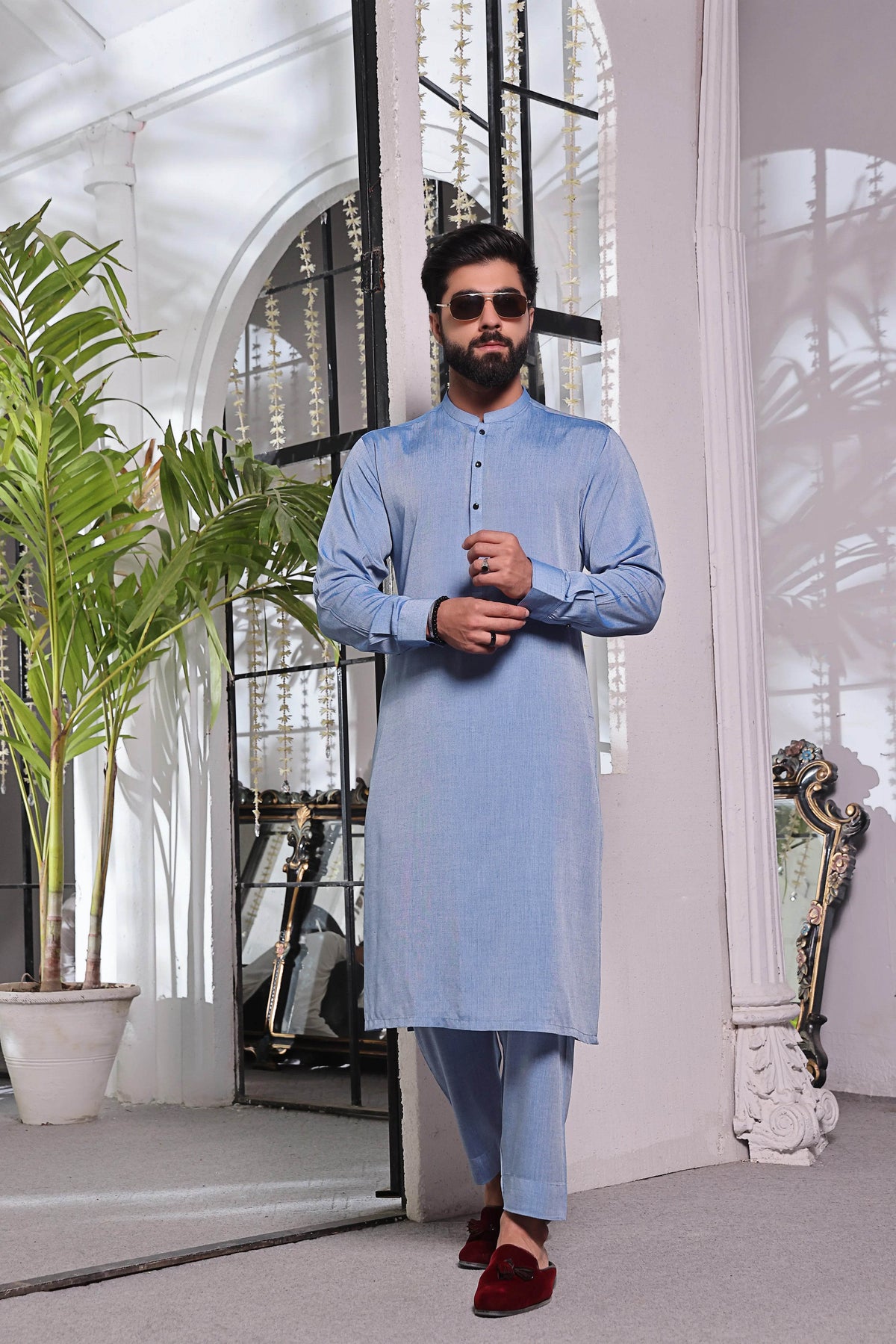 Sky Blue Kurta Pajama by Al Deebaj, photo 2
