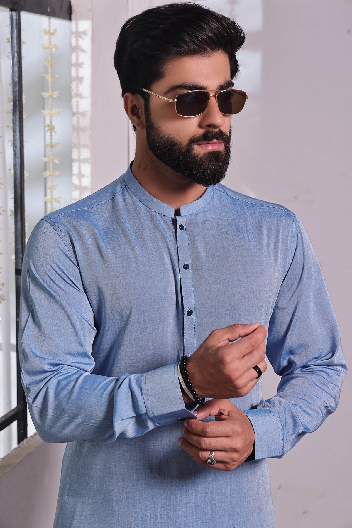 Sky Blue Kurta Pajama by Al Deebaj, photo 3